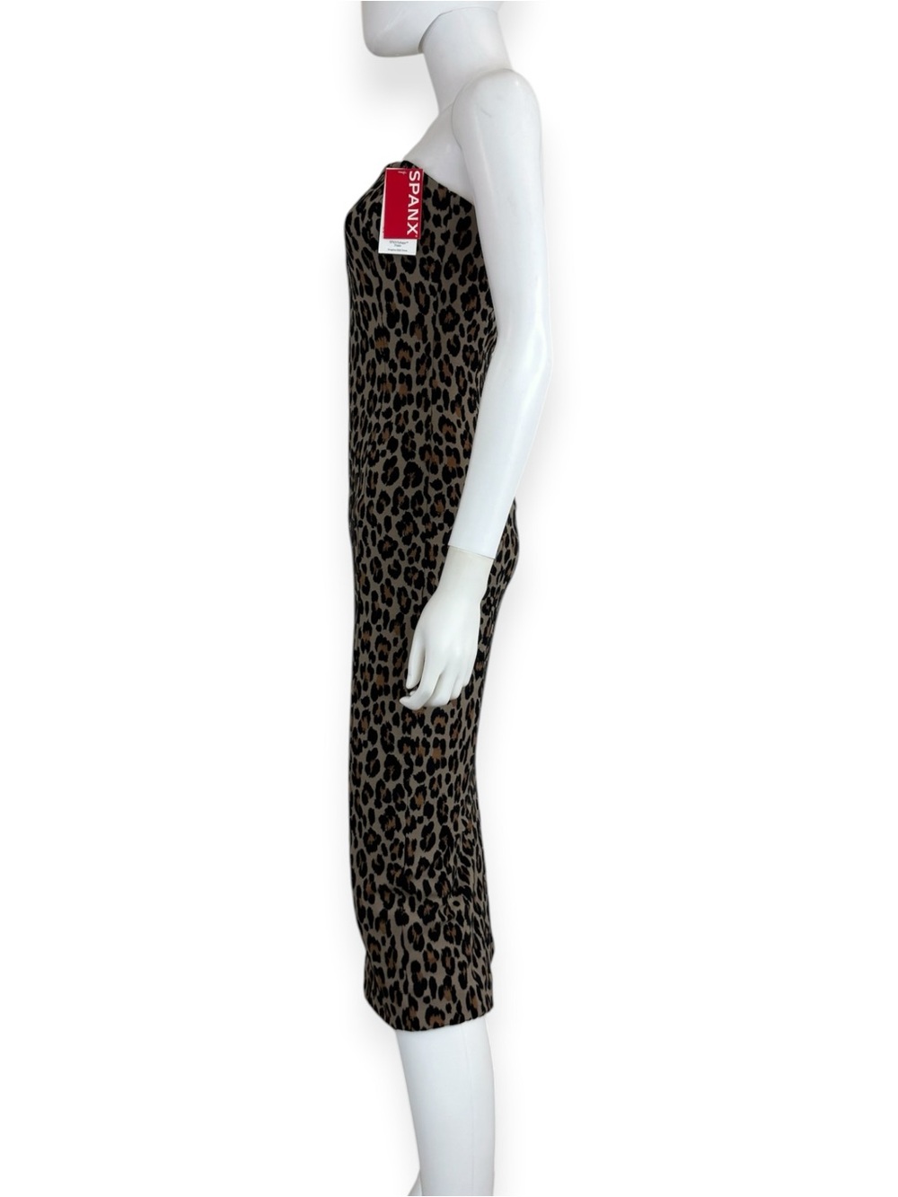 SPANX NWT Brown Leopard Print Strapless Robe Midi Bustier Dress Size XS P0977 - Picture 2 of 11